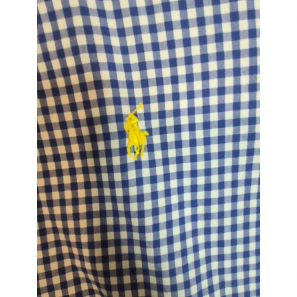Polo Ralph Lauren Button Down Shirt Mens XL Blue White Gingham Check Cotton Pony